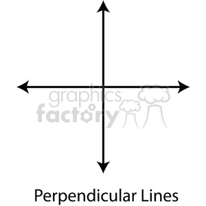 Clipart image showing two perpendicular lines intersecting at a right angle, with arrows at each end. The text 'Perpendicular Lines' is displayed below the lines.