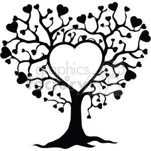A clipart image of a tree with branches forming heart shapes and a large heart in the center, symbolizing love and nature.
