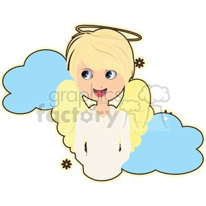 Angel boy in blue clouds cartoon character vector image
