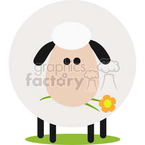 Cartoon Sheep with Flower - Cute Lamb