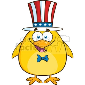 Royalty Free RF Clipart Illustration Patriotic Yellow Chick Cartoon Character Vector Illustration Isolated On White