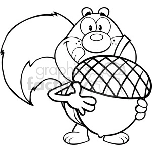 Funny Cartoon Squirrel Holding Acorn