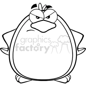 Royalty Free RF Clipart Illustration Black And White Angry Penguin Cartoon Mascot Character