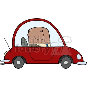 Royalty Free RF Clipart Illustration African American Businessman Driving Car To Work Cartoon Character