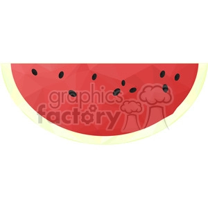 Geometric clipart illustration of a watermelon slice with visible seeds.