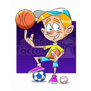 small boy playing all sports cartoon
