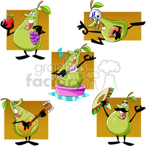 paul the cartoon pear character clip art image set