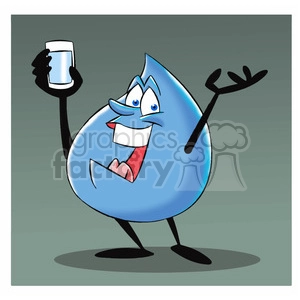 aqua the cartoon water drop drinking water