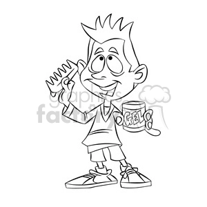 luke the teen cartoon character putting hair gel in black white