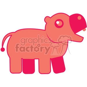 The clipart image shows a cartoon hippopotamus with a pink body, white eyes, and small ears. The hippo appears to be standing on its four legs and facing forward.
