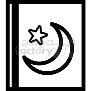 islam star and crescent outline symbol vector icon