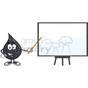 royalty free rf clipart illustration talking petroleum or oil drop cartoon character giving a presentation vector illustration isolated on white background
