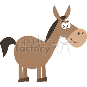 smiling donkey cartoon character vector illustration flat design style isolated on white