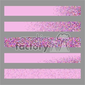 This clipart image contains five horizontal pink bars featuring a mosaic pattern of multicolored squares. The bars are positioned on a gray background, and the mosaic patterns vary in density and distribution within each bar.