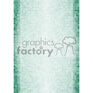 A clipart image of a mosaic pattern background with shades of green and white. The mosaic is composed of small square tiles arranged in a gradient pattern, with darker green tiles on the edges that gradually fade to white towards the center.