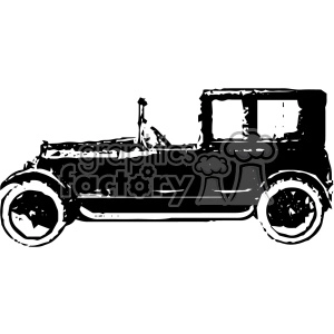 A black and white clipart image of a vintage car, showcasing a classic automobile design.