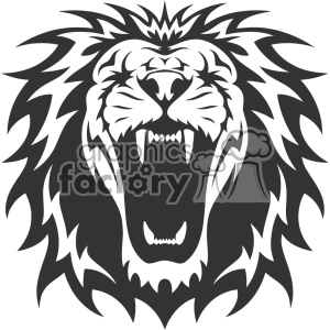 lion face clip art black and white