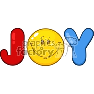 10842 Royalty Free RF Clipart Joy Logo With Smiley Face Cartoon Character Vector Illustration