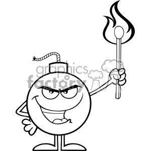 Cartoon Bomb Character with Lit Match
