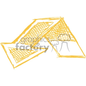This clipart image features a stylized yellow drawing of an arrow with a sketched grid texture inside. The arrow appears to be pointing upward and to the right, with a bold and abstract art style.