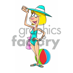 cartoon woman in swimming suit