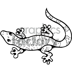 cartoon clipart gecko 005 bw
