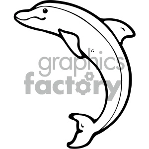 cartoon clipart dolphin 001 bw