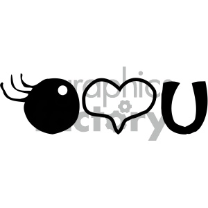 Clipart image of an eye, a heart shape, and the letter 'U' representing the phrase 'I Love You'.