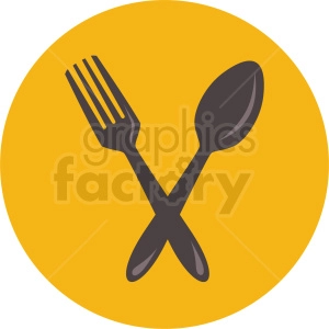 fork and spoon icon clipart with circle background