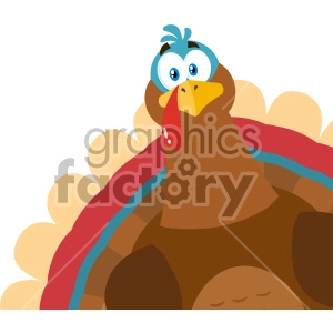 Thanksgiving Turkey Bird Cartoon Mascot Character Peeking From A Corner Vector Illustration Flat Design Isolated On no Background