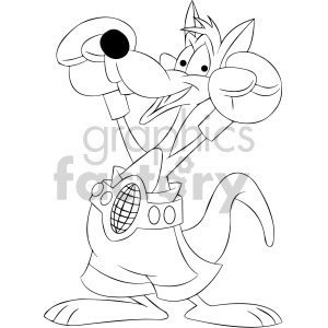 black and white cartoon kangaroo boxer