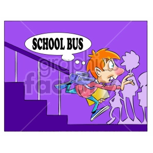 kid running late for school clipart
