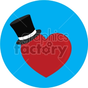 heart with tophat for valentines blue background