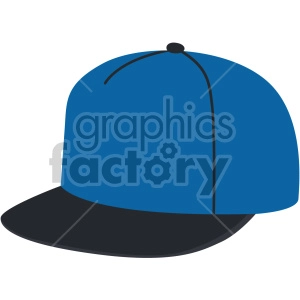 Clipart image of a blue baseball cap with a black brim.