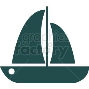 aqua sail boat icon design no background