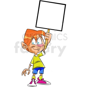 cartoon protestor holding blank sign