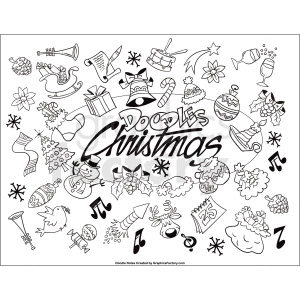 Christmas doodle printable page