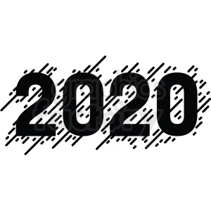 black white 2020 new year clipart