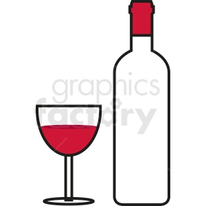 wine bottle with glass outline