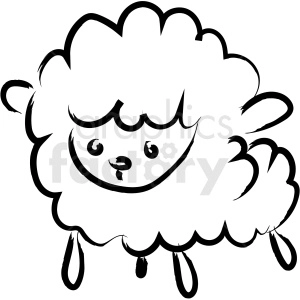cartoon fluffy sheep drawing vector icon