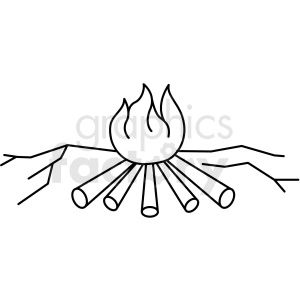 black and white camp fire icon