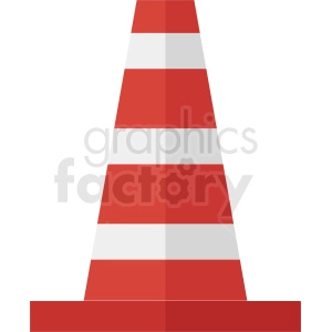 Clipart image of a red and white traffic cone.