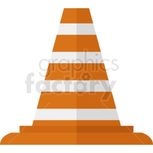 Clipart image of an orange and white traffic cone.