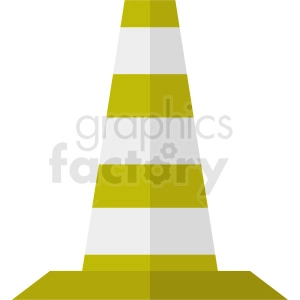 Clipart image of a yellow and white striped traffic cone.
