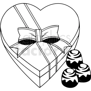 black and white cartoon Valentines chocolate candy vector clipart
