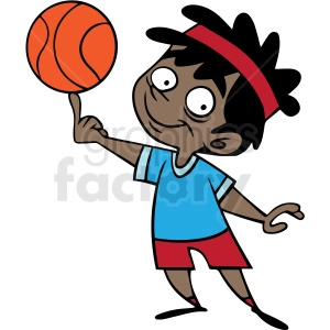hispanic cartoon child playing basketball vector