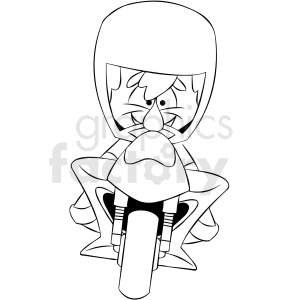 black and white cartoon motorcycle rider