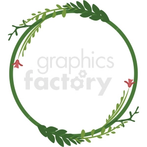 Circular Wreath with Green Vines and Red Flowers