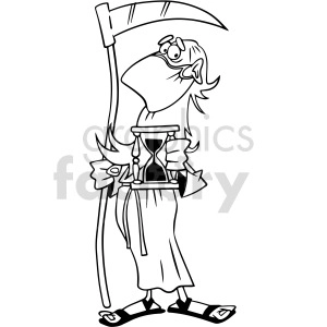 black and white father time wearing mask vector clipart