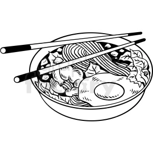 black white noodle bowl vector clipart